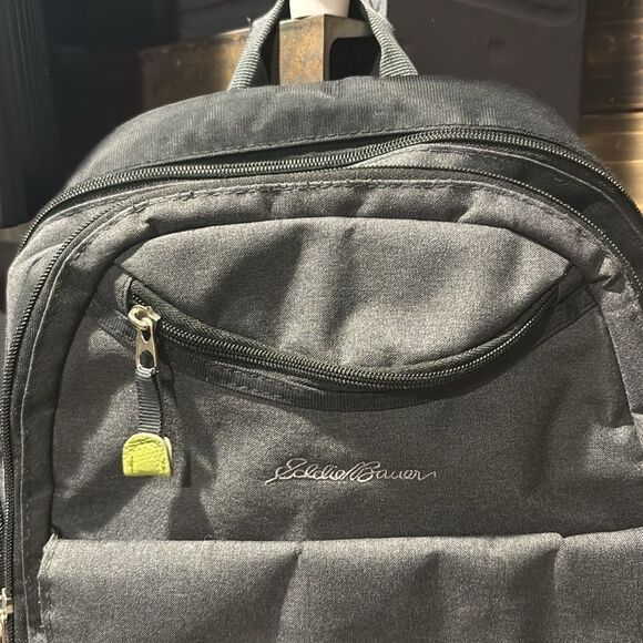Eddie Bauer Gray Green Backpack Travel Diaper Baby Bag - Picture 2 of 9